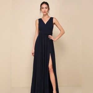 Lulus Navy Blue Thoughts of Hue Surplice Maxi Dress